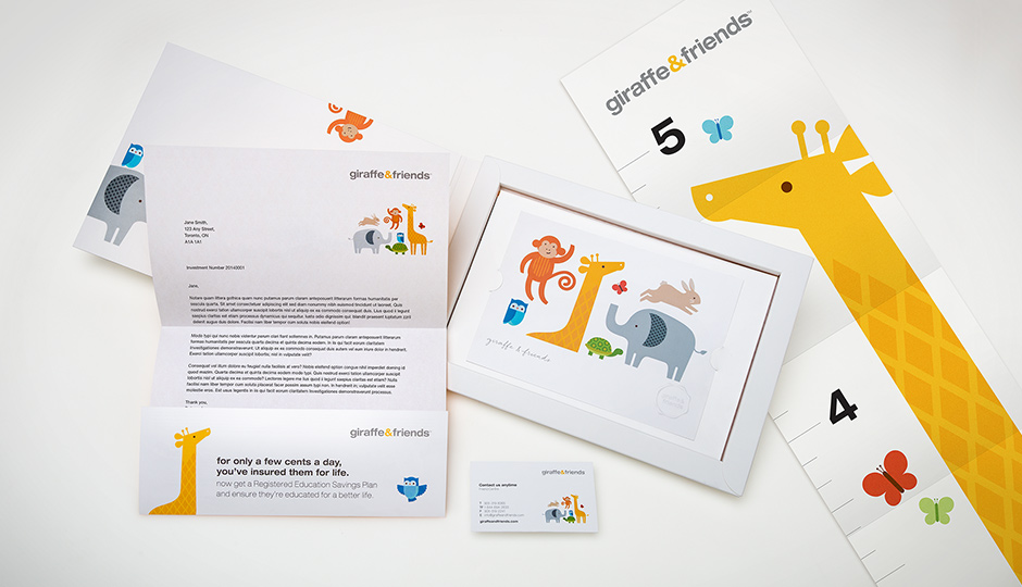 Alan Weaving, CreativeElements.ca, Giraffe & Friends, GnF, brand, identity, logo, corporate stationery, welcome kit